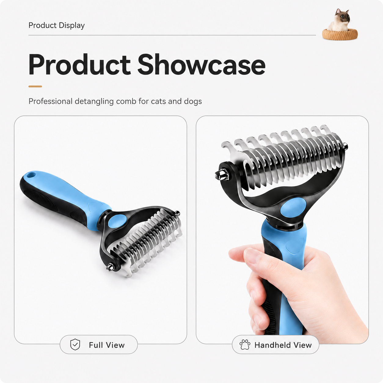 🐶 Dual-Sided Pet Dematting Brush Undercoat Rake for Long Haired Dogs Cats Matted Fur ✂️