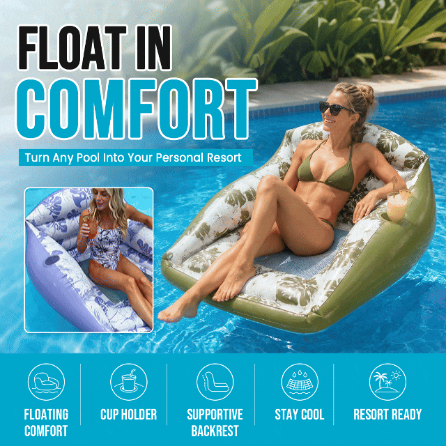 Square Leaf Print Inflatable Water Lounge Float