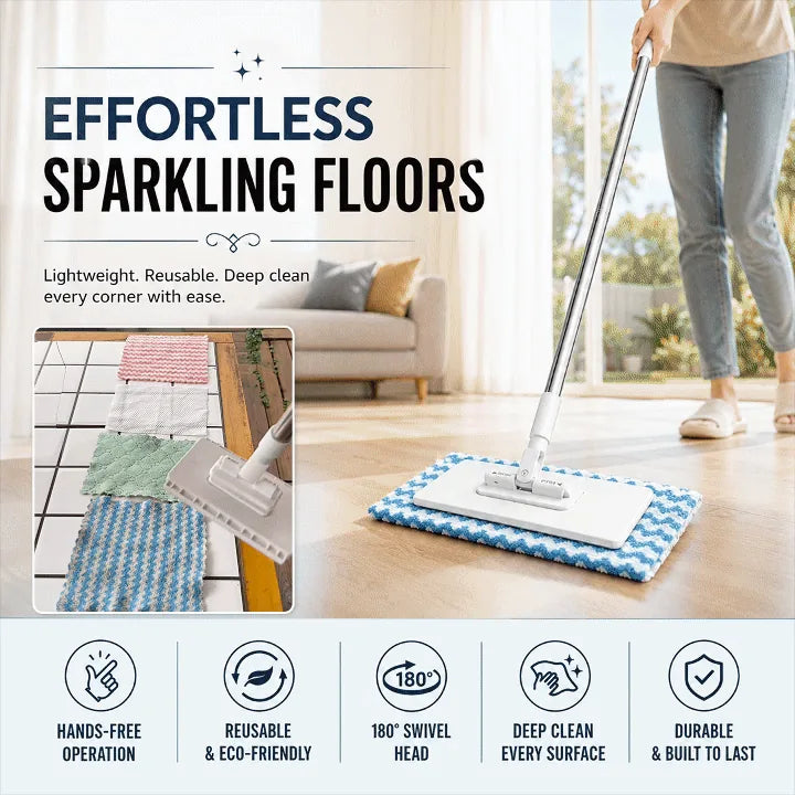 100cm Zero Touch Mini Mop with Hands-Free Cloth Change Set