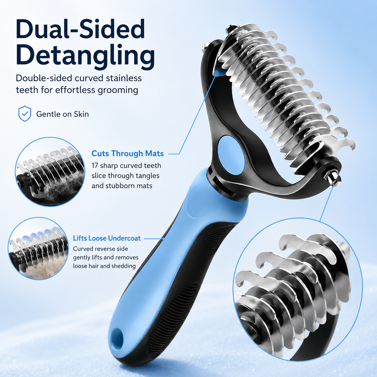 🐶 Dual-Sided Pet Dematting Brush Undercoat Rake for Long Haired Dogs Cats Matted Fur ✂️