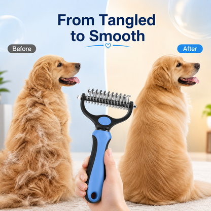 🐶 Dual-Sided Pet Dematting Brush Undercoat Rake for Long Haired Dogs Cats Matted Fur ✂️