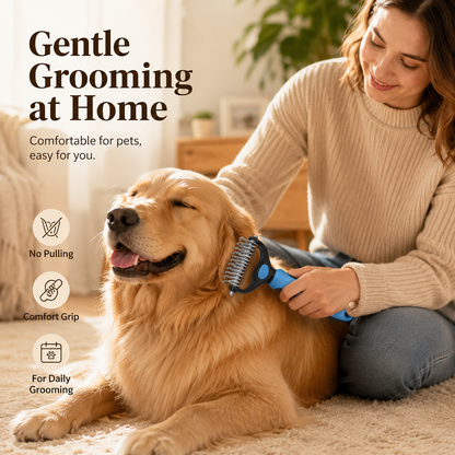 🐶 Dual-Sided Pet Dematting Brush Undercoat Rake for Long Haired Dogs Cats Matted Fur ✂️