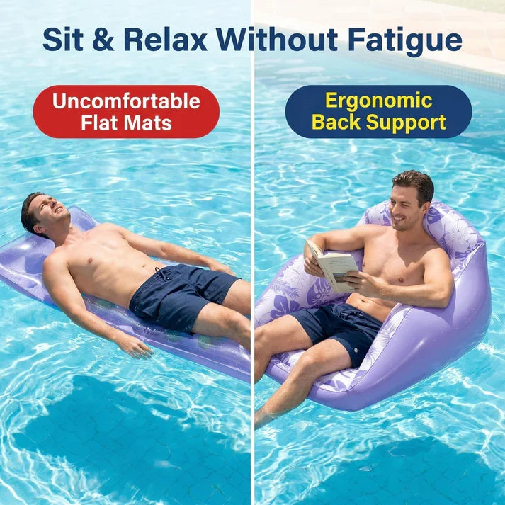 Square Leaf Print Inflatable Water Lounge Float