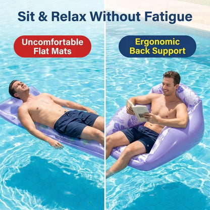 Square Leaf Print Inflatable Water Lounge Float