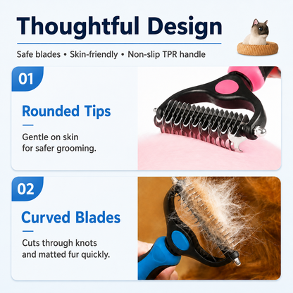 🐶 Dual-Sided Pet Dematting Brush Undercoat Rake for Long Haired Dogs Cats Matted Fur ✂️