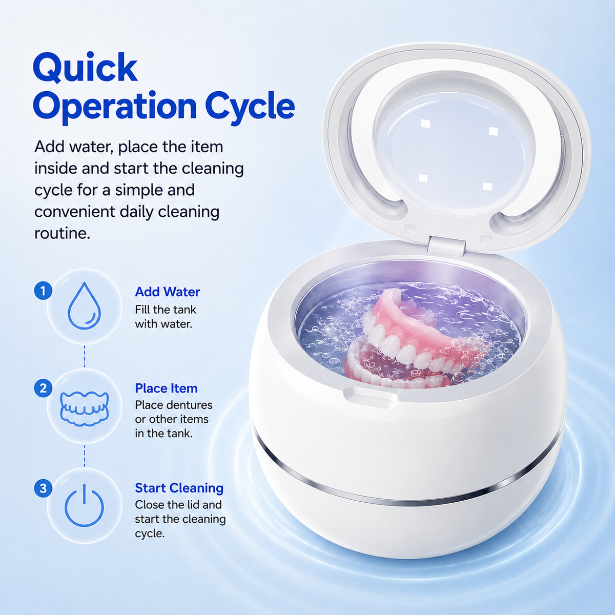 Ultrasonic Denture Cleaner for Dentures & Retainers