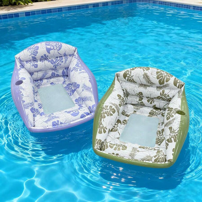 Square Leaf Print Inflatable Water Lounge Float