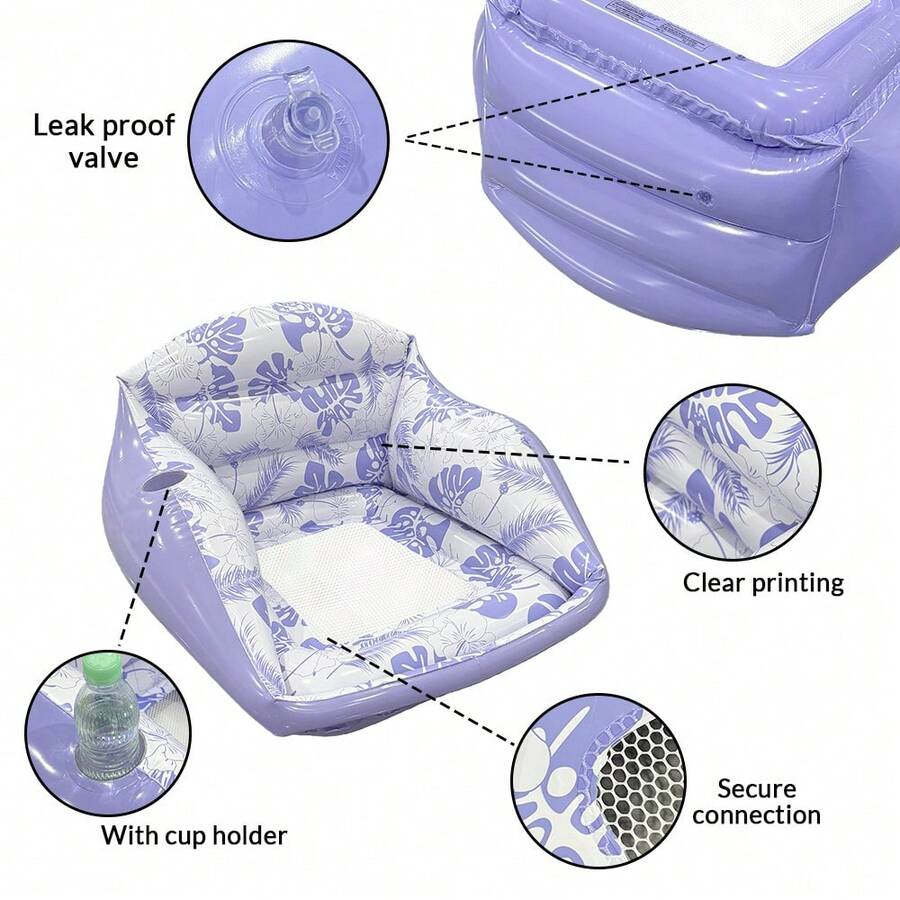 Square Leaf Print Inflatable Water Lounge Float