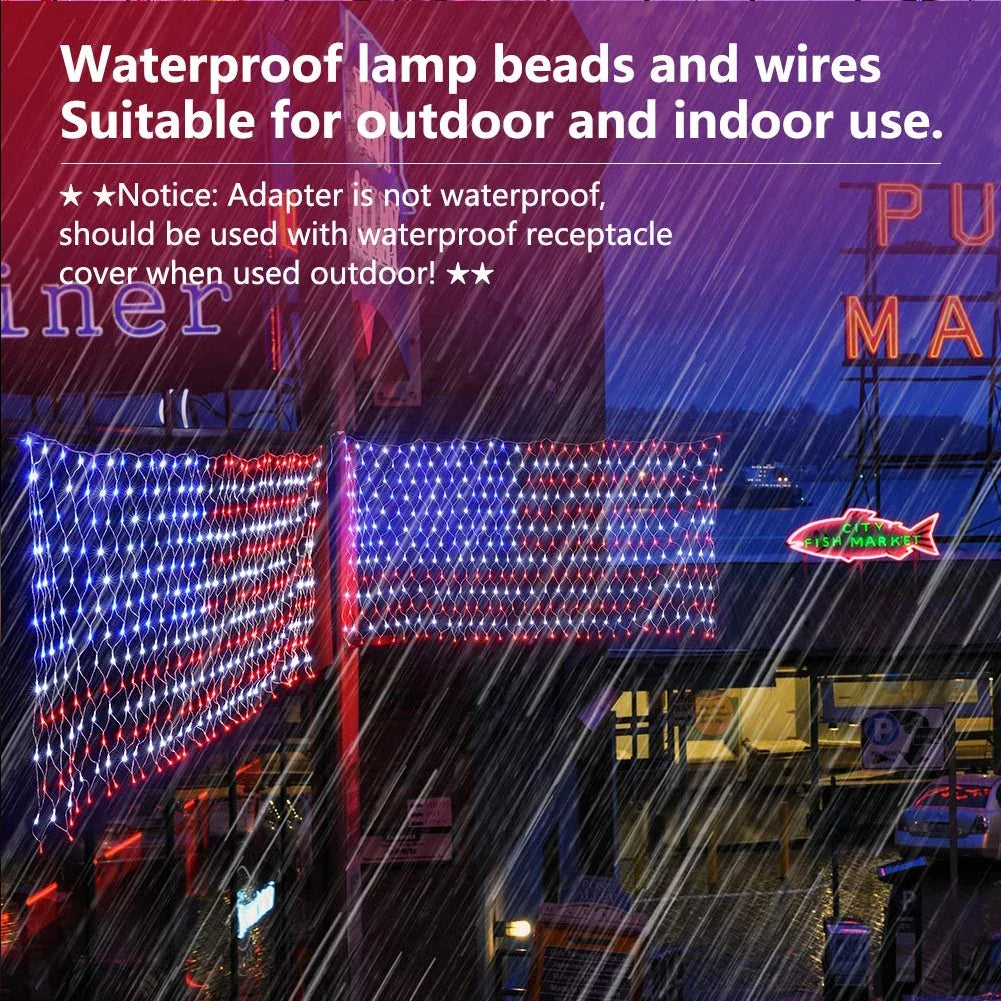 American Flag Lights Outdoor 420 LED String Lights Party Decor