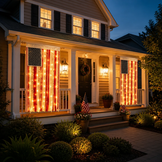 50% OFF🔥4 x 2.3 Ft Lighted Rag American Flag Banner - 🎆 USA 250th Celebration