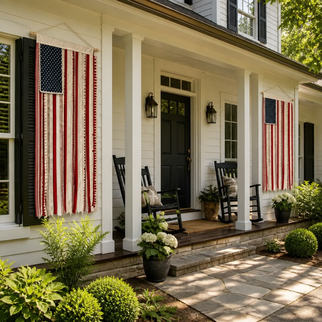 50% OFF🔥4 x 2.3 Ft Lighted Rag American Flag Banner - 🎆 USA 250th Celebration