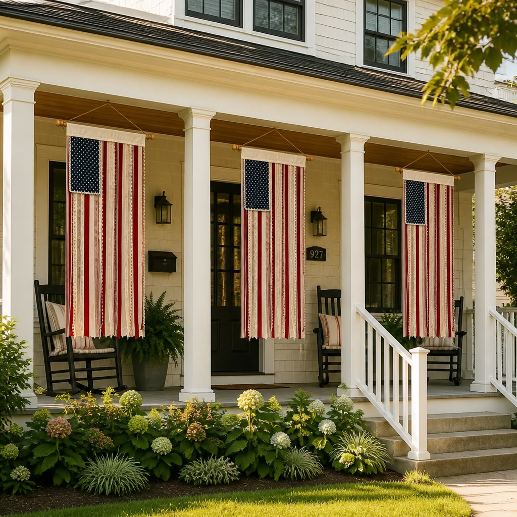 50% OFF🔥4 x 2.3 Ft Lighted Rag American Flag Banner - 🎆 USA 250th Celebration