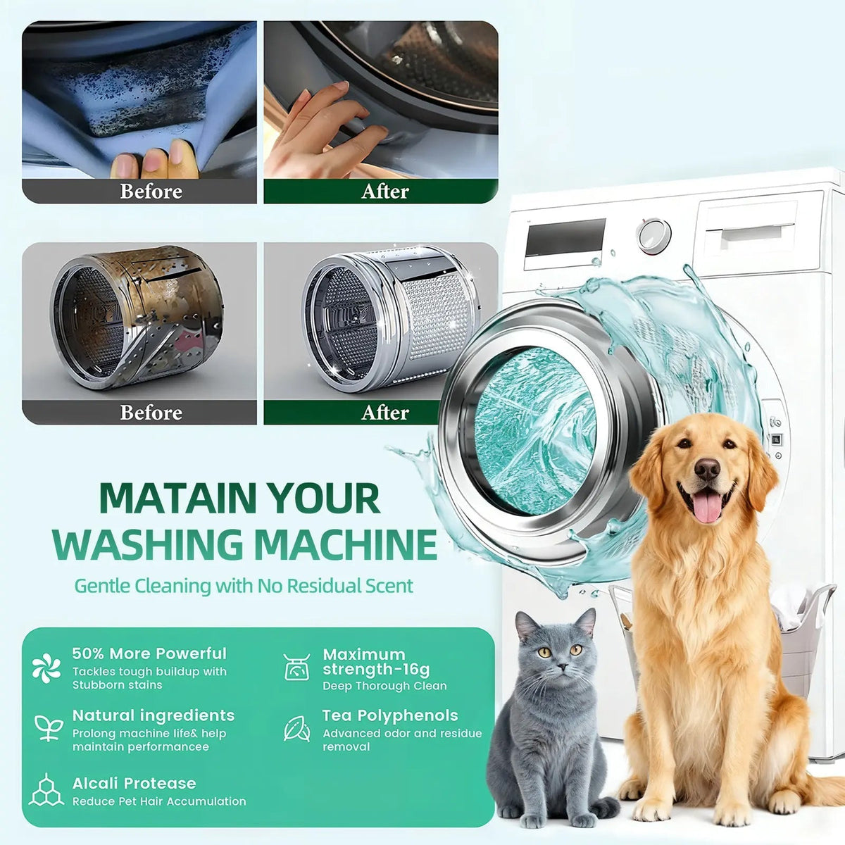 🔥24pcs Powerful Washer Deep Cleaner Tablets – Eliminate Hidden Bacteria & Bad Smells Fast