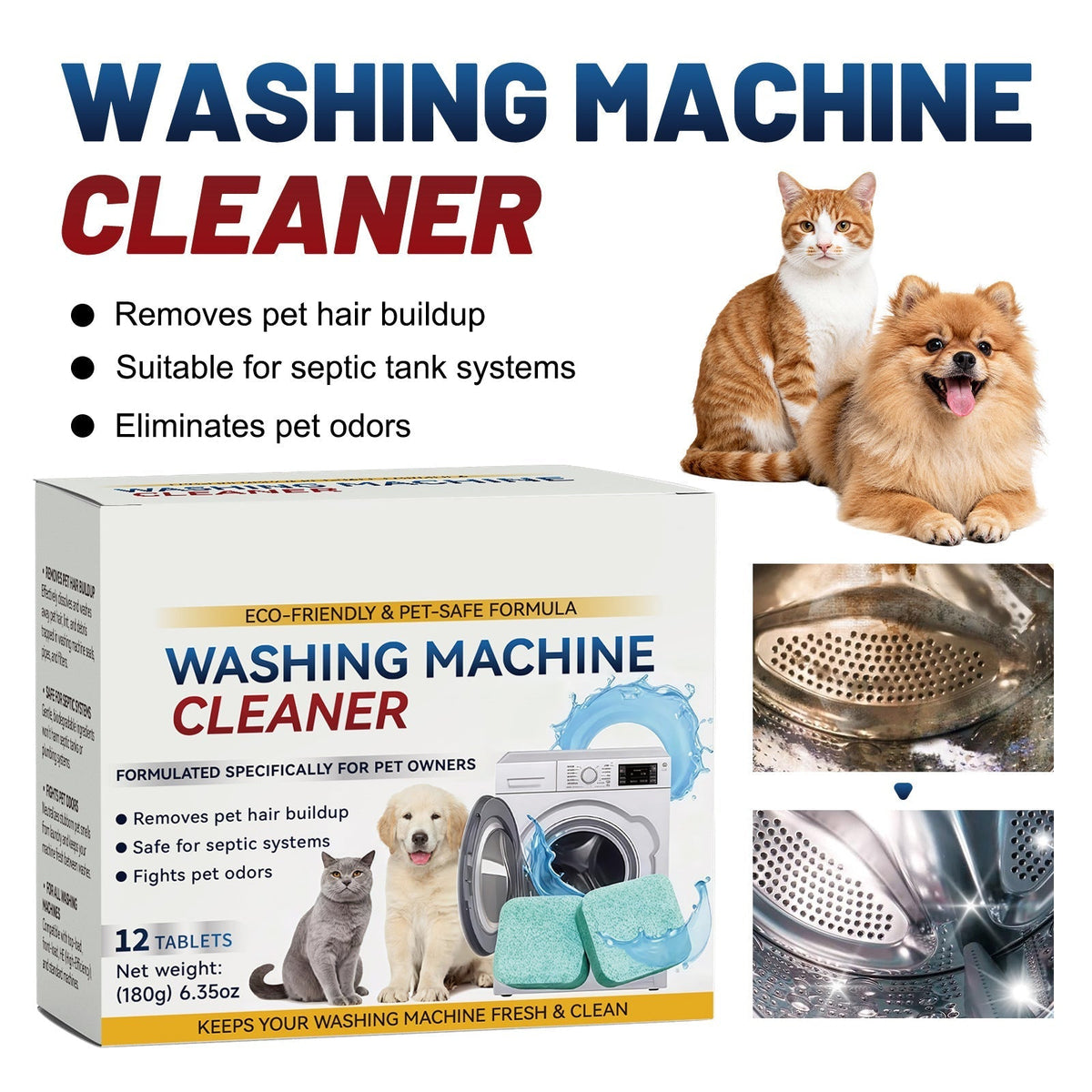 🔥24pcs Powerful Washer Deep Cleaner Tablets – Eliminate Hidden Bacteria & Bad Smells Fast