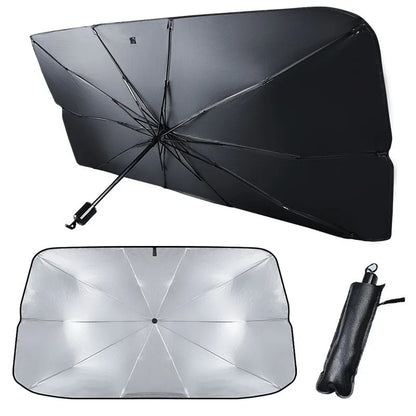 Car Windshield Sun Shade – Retractable UV & Heat Blocker, Foldable Parasol (Small & Large)