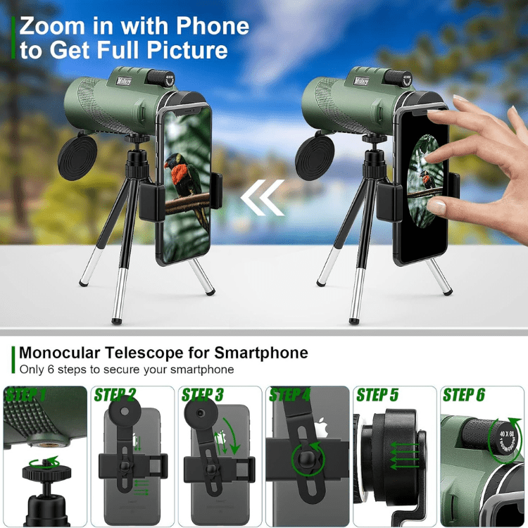 BowLift | Compact Ultra-Zoom Monocular | HD Lens, Lightweight & Perfect for Hiking, Birdwatching, and Sports Events