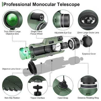 BowLift | Compact Ultra-Zoom Monocular | HD Lens, Lightweight & Perfect for Hiking, Birdwatching, and Sports Events