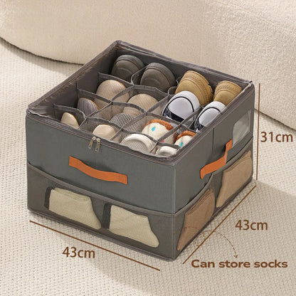 👟Space-Saving Fabric Shoe Storage Box with Clear Lid