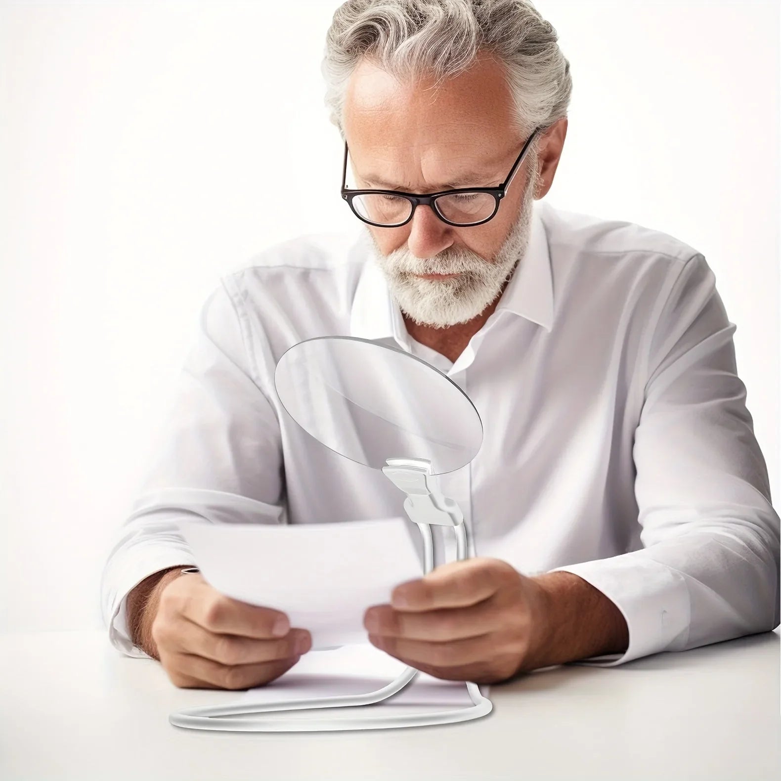 Hands-Free 5X Magnifying Glass with Flexible Neck for Reading and Precision Work
