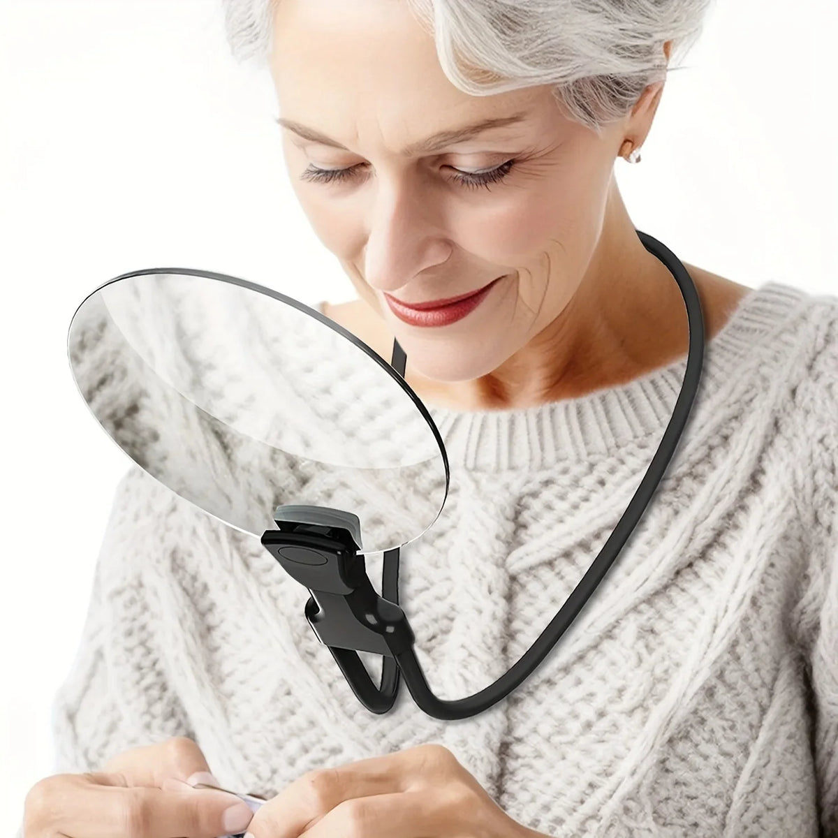 Hands-Free 5X Magnifying Glass with Flexible Neck for Reading and Precision Work
