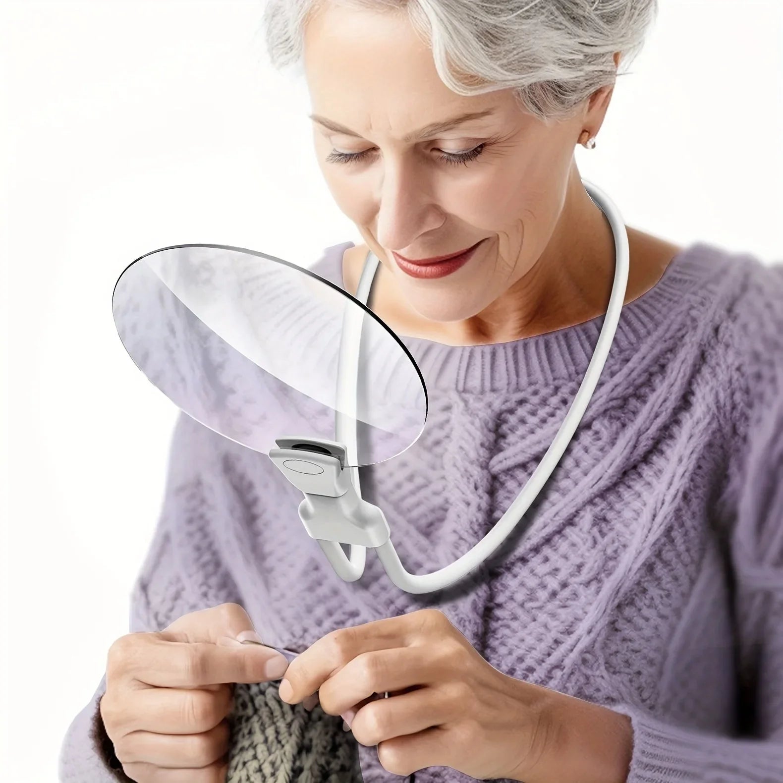 Hands-Free 5X Magnifying Glass with Flexible Neck for Reading and Precision Work