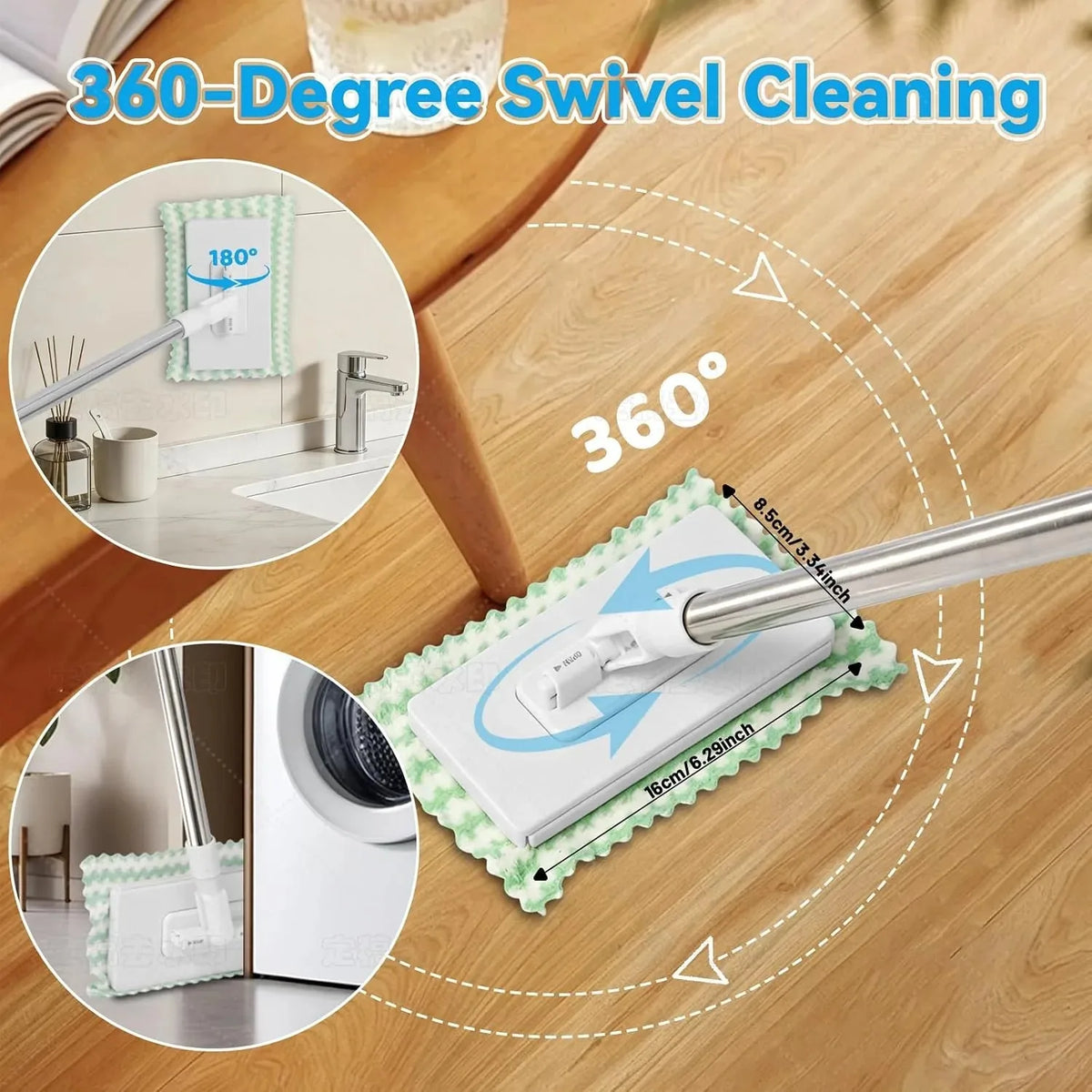 100cm Zero Touch Mini Mop with Hands-Free Cloth Change Set