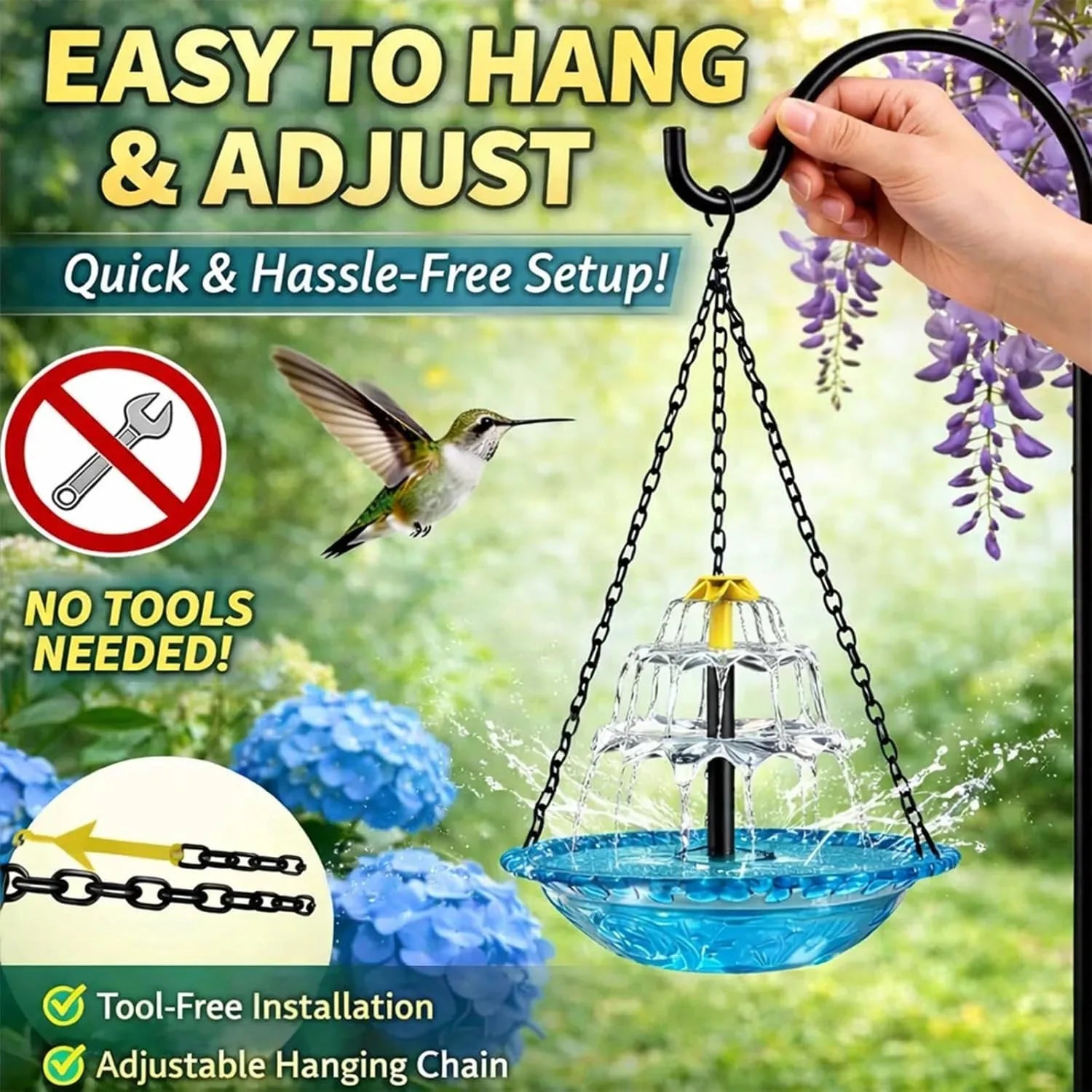 🐦Solar Cascade Hanging Bird Bath Fountain
