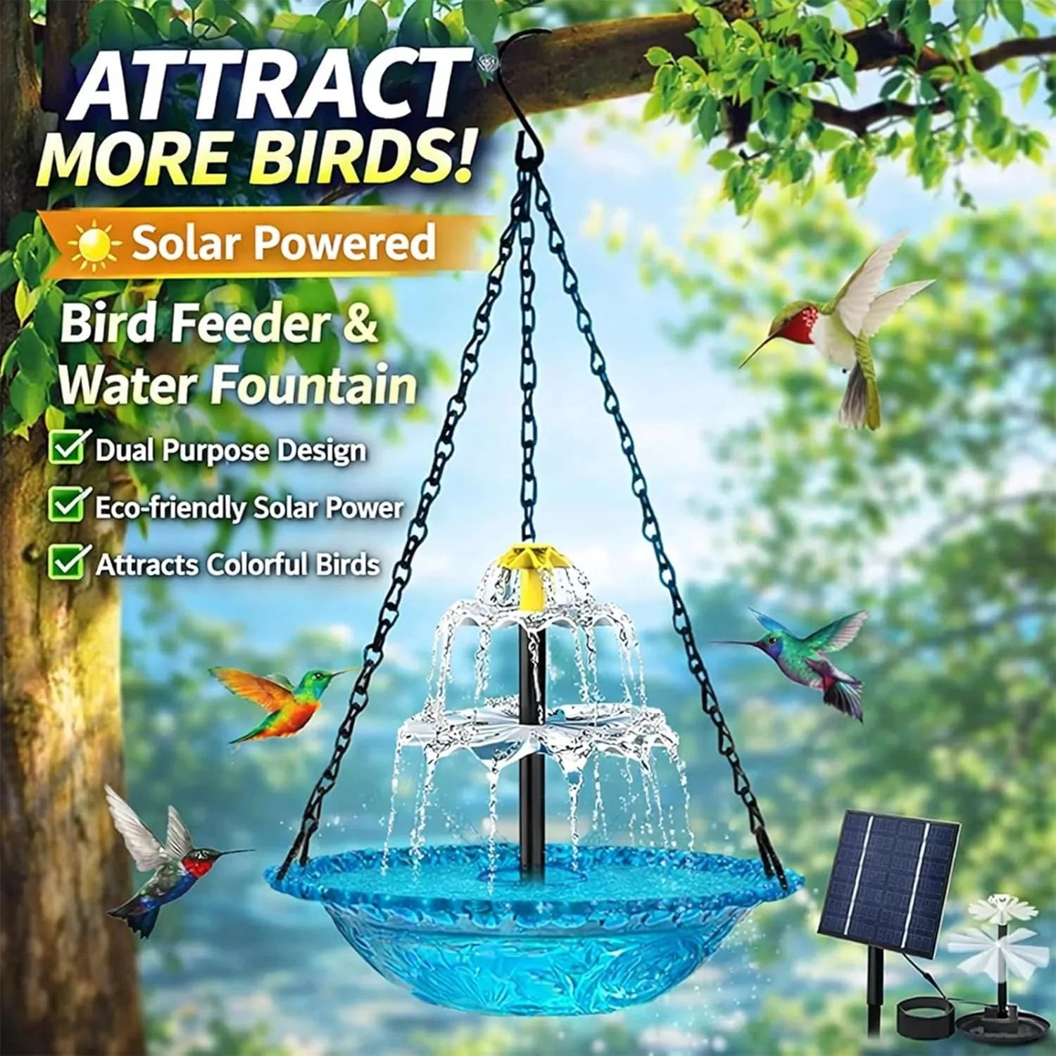 🐦Solar Cascade Hanging Bird Bath Fountain