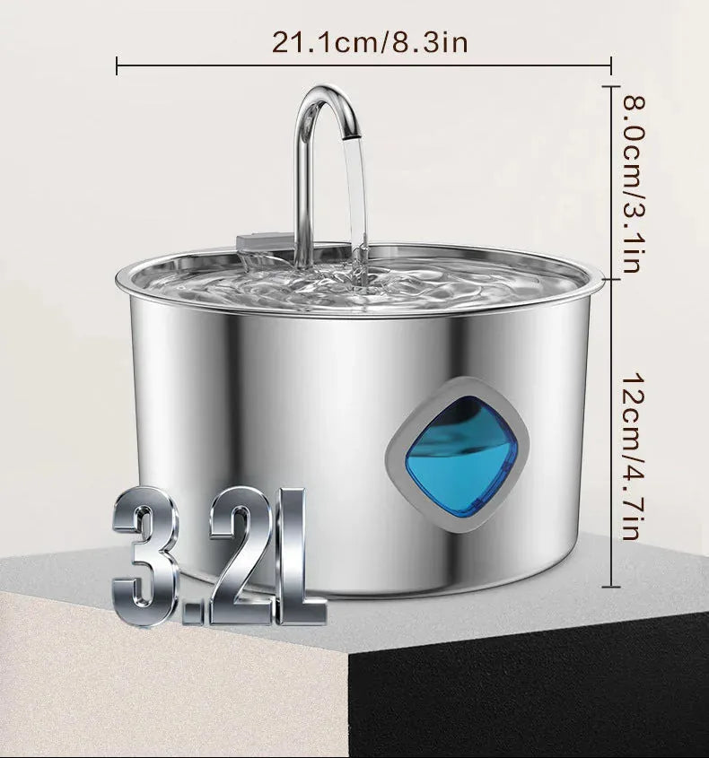 Vexroan Stainless Steel Cat/Dog Water Fountain