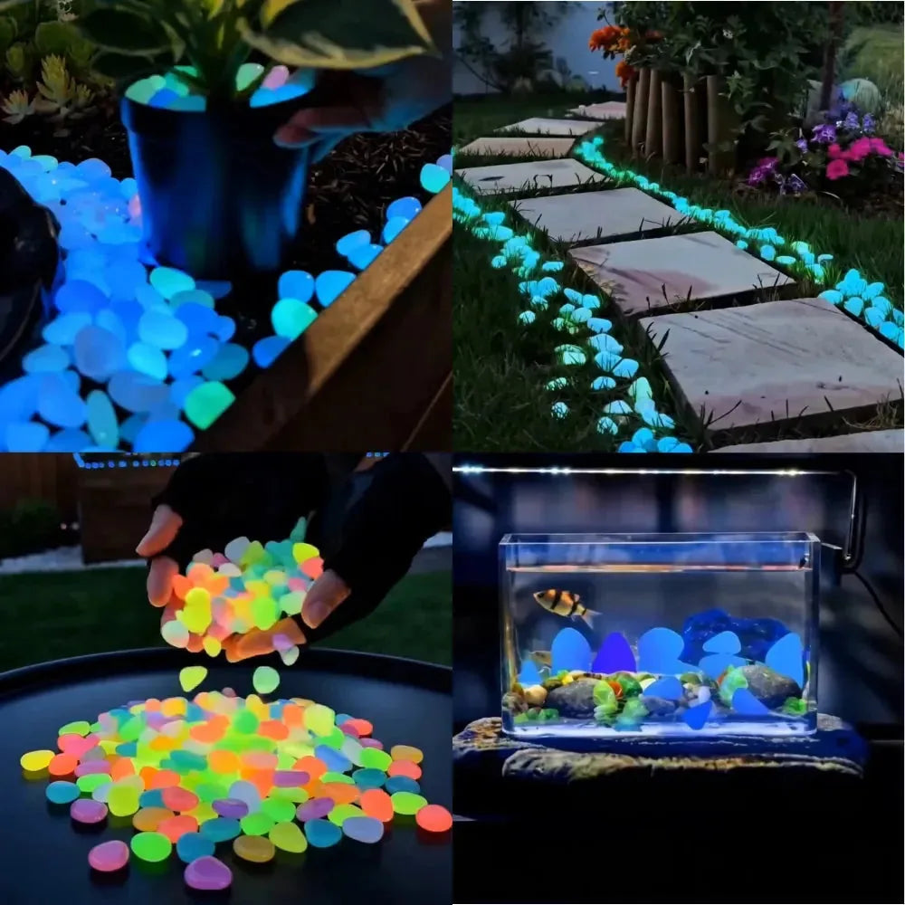 🌈 Colorful Glow in the Dark Garden Stones