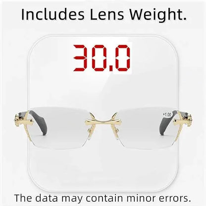 Rimless Metal Anti-Blue Light Reading Glasses 2 Pcs