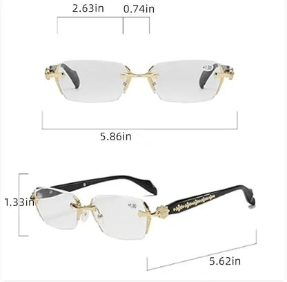 Rimless Metal Anti-Blue Light Reading Glasses 2 Pcs