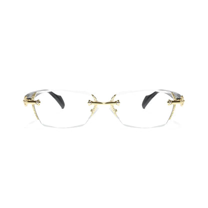 Rimless Metal Anti-Blue Light Reading Glasses 2 Pcs