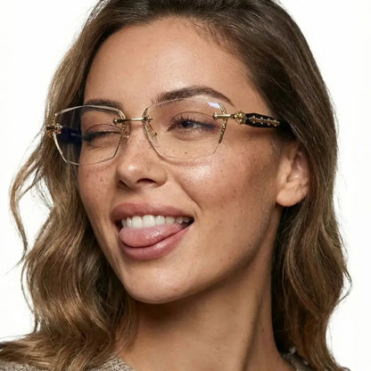 Rimless Metal Anti-Blue Light Reading Glasses 2 Pcs