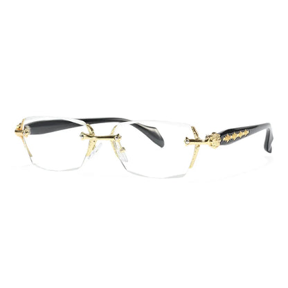 Rimless Metal Anti-Blue Light Reading Glasses 2 Pcs