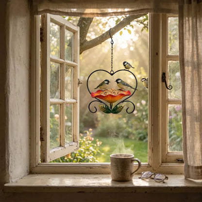 Heart-Shaped Flower Bird Feeder