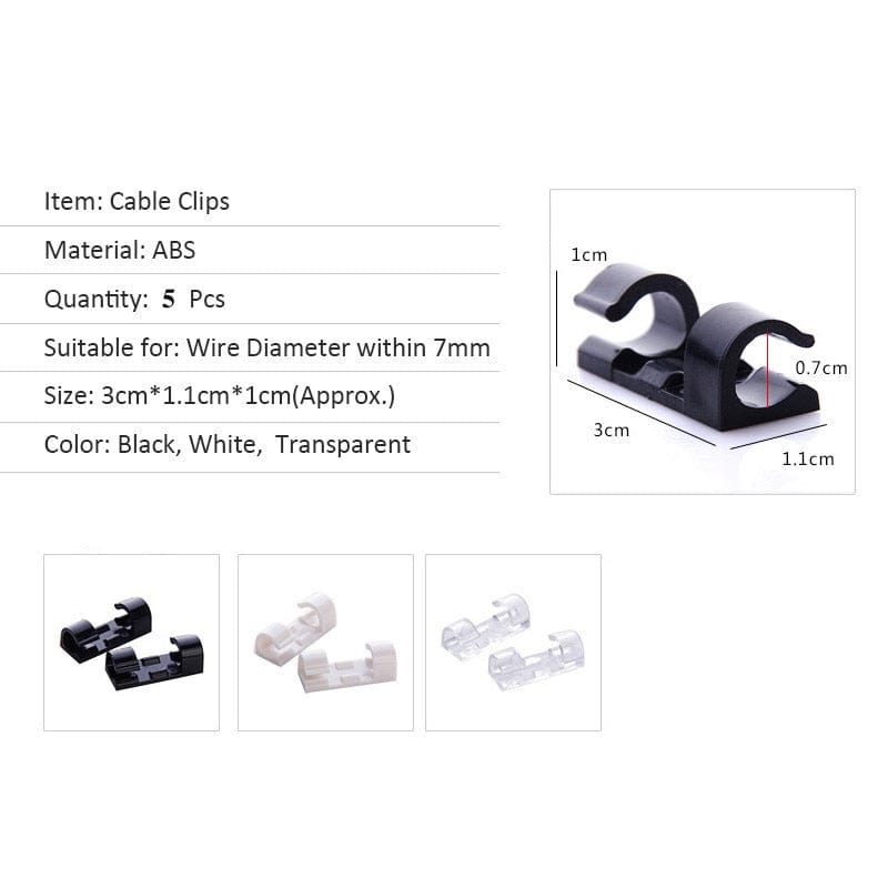 Cable Organizer Clips for Cable Management (20 pieces)