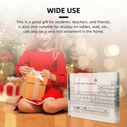 Periodic Table with Real Elements & LED Light Base