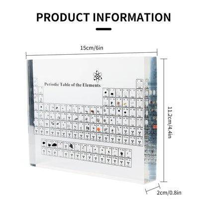 Periodic Table with Real Elements & LED Light Base