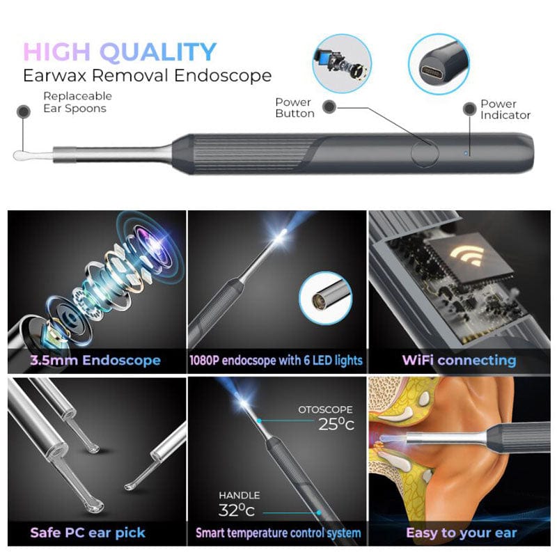 Wireless Otoscope Ear Wax Removal Tool, 1080P HD